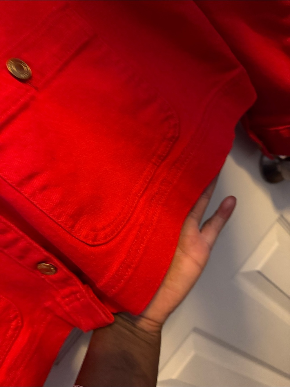 Free Assembly Red Cotton Jean Jacket - Picture 6 of 11